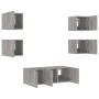 Muebles TV pared con LED 6 pzas madera ingeniería gris Sonoma de , Muebles TV - Ref: Foro24-3216816, Precio: 179,14 €, Descue...