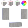 Muebles TV pared con LED 4 pzas madera ingeniería gris Sonoma de , Muebles TV - Ref: Foro24-3216823, Precio: 188,83 €, Descue...