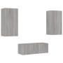 Muebles TV pared con LED 4 pzas madera ingeniería gris Sonoma de , Muebles TV - Ref: Foro24-3216823, Precio: 188,83 €, Descue...