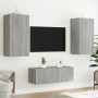 Muebles TV pared con LED 4 pzas madera ingeniería gris Sonoma de , Muebles TV - Ref: Foro24-3216823, Precio: 188,83 €, Descue...