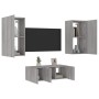 Muebles TV pared con LED 4 pzas madera ingeniería gris Sonoma de , Muebles TV - Ref: Foro24-3216823, Precio: 188,83 €, Descue...