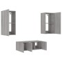 Muebles TV pared con LED 4 pzas madera ingeniería gris Sonoma de , Muebles TV - Ref: Foro24-3216823, Precio: 188,83 €, Descue...