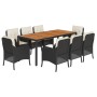 Set de comedor de jardín 9 pzas y cojines ratán sintético negro de , Conjuntos de jardín - Ref: Foro24-3211865, Precio: 932,7...