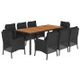Set de comedor de jardín 9 pzas y cojines ratán sintético negro de , Conjuntos de jardín - Ref: Foro24-3211871, Precio: 992,6...