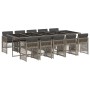 Set de comedor de jardín 11 pzas y cojines ratán sintético gris de , Conjuntos de jardín - Ref: Foro24-3210932, Precio: 847,1...
