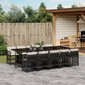 Set de comedor jardín 11 pzas con cojines ratán sintético negro de , Conjuntos de jardín - Ref: Foro24-3210930, Precio: 706,4...