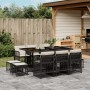 Set de comedor jardín 11 pzas con cojines ratán sintético negro de , Conjuntos de jardín - Ref: Foro24-3210966, Precio: 484,4...