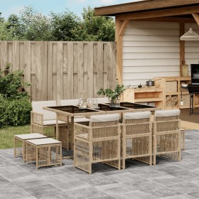Set comedor de jardín 11 pzas con cojines ratán sintético beige de , Conjuntos de jardín - Ref: Foro24-3210970, Precio: 594,3...