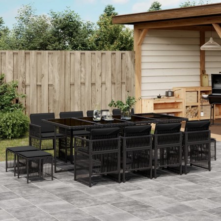 Set comedor de jardín con cojines 13 pzas ratán sintético negro de , Conjuntos de jardín - Ref: Foro24-3210979, Precio: 668,7...