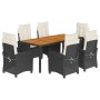 Set de comedor de jardín 7 pzas y cojines ratán sintético negro de , Conjuntos de jardín - Ref: Foro24-3212659, Precio: 827,0...