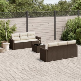 Juego de sofás de jardín 7 piezas con cojines ratán PE marrón de , Sofás modulares de exterior - Ref: Foro24-3251050, Precio:...