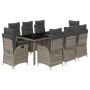 Set comedor jardín 9 pzas y cojines ratán sintético gris de , Conjuntos de jardín - Ref: Foro24-3213083, Precio: 1,00 €, Desc...