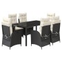 Set de comedor de jardín 7 pzas y cojines ratán sintético negro de , Conjuntos de jardín - Ref: Foro24-3213062, Precio: 814,9...