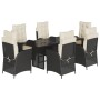 Set de comedor de jardín 7 pzas y cojines ratán sintético negro de , Conjuntos de jardín - Ref: Foro24-3213112, Precio: 890,2...