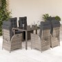 Set comedor jardín 7 pzas y cojines ratán sintético gris de , Conjuntos de jardín - Ref: Foro24-3213081, Precio: 986,45 €, De...