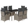 Set comedor jardín 7 pzas y cojines ratán sintético gris de , Conjuntos de jardín - Ref: Foro24-3213081, Precio: 986,45 €, De...