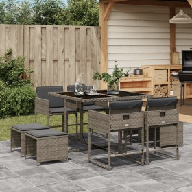 Set comedor jardín 9 pzas y cojines ratán sintético gris de , Conjuntos de jardín - Ref: Foro24-3211316, Precio: 345,59 €, De...