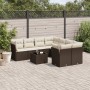 Set de sofás de jardín 9 pzas y cojines ratán sintético marrón de , Conjuntos de jardín - Ref: Foro24-3217323, Precio: 570,73...