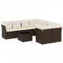 Set de sofás de jardín 9 pzas y cojines ratán sintético marrón de , Conjuntos de jardín - Ref: Foro24-3217323, Precio: 570,73...