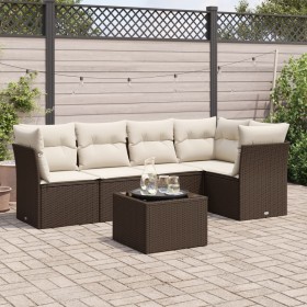 Set sofás de jardín 6 piezas y cojines ratán sintético marrón de , Conjuntos de jardín - Ref: Foro24-3217613, Precio: 402,69 ...