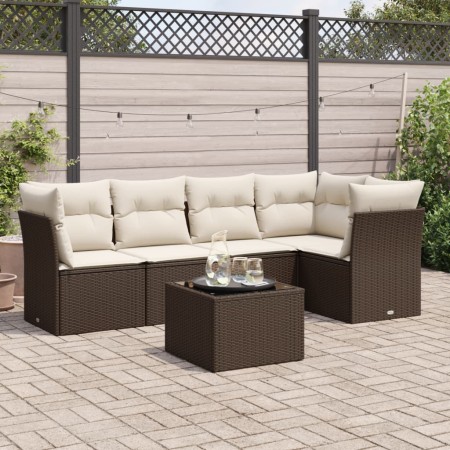 Set sofás de jardín 6 piezas y cojines ratán sintético marrón de , Conjuntos de jardín - Ref: Foro24-3217613, Precio: 402,69 ...