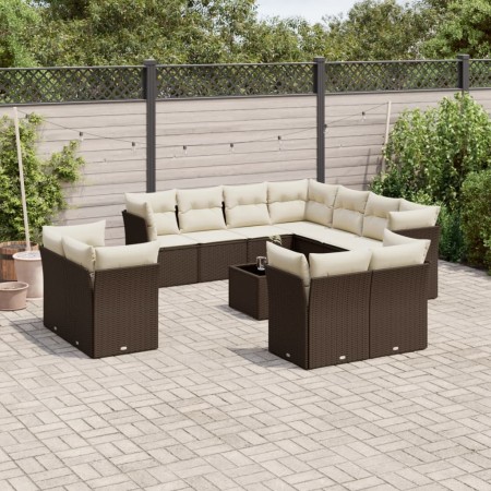 Set de sofás de jardín y cojines 12 pzas ratán sintético marrón de , Conjuntos de jardín - Ref: Foro24-3218523, Precio: 847,8...