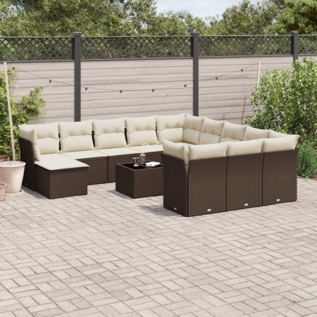 Set de sofás de jardín con cojines 13 piezas ratán PE marrón de , Conjuntos de jardín - Ref: Foro24-3250482, Precio: 850,88 €...