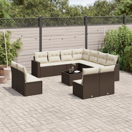 Set de sofás de jardín y cojines 12 pzas ratán sintético marrón de , Conjuntos de jardín - Ref: Foro24-3219133, Precio: 743,3...