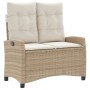 Sillón reclinable de jardín con cojines ratán sintético beige de , Bancos de jardín - Ref: Foro24-368229, Precio: 169,40 €, D...