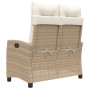Sillón reclinable de jardín con cojines ratán sintético beige de , Bancos de jardín - Ref: Foro24-368229, Precio: 169,40 €, D...