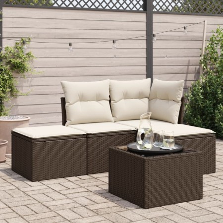 Set comedor de jardín 5 piezas y cojines ratán sintético marrón de , Conjuntos de jardín - Ref: Foro24-3249332, Precio: 284,0...