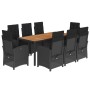 Set de comedor de jardín 9 pzas y cojines ratán sintético negro de , Conjuntos de jardín - Ref: Foro24-3212238, Precio: 1,00 ...