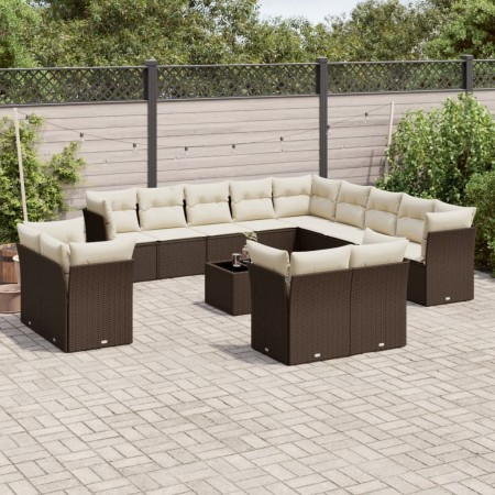 Set sofás de jardín 14 pzas con cojines ratán sintético marrón de , Conjuntos de jardín - Ref: Foro24-3218563, Precio: 981,54...