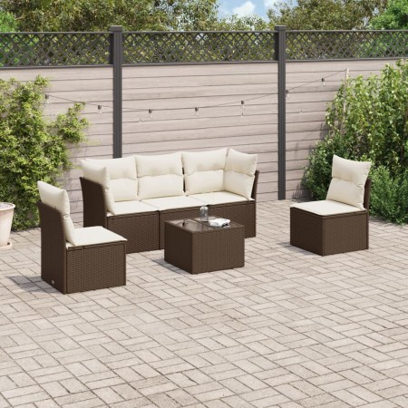 Set sofás de jardín 6 piezas y cojines ratán sintético marrón de , Conjuntos de jardín - Ref: Foro24-3217363, Precio: 387,55 ...