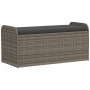 Banco de almacenaje con cojín ratán sintético gris 115x51x52 cm de , Bancos de jardín - Ref: Foro24-365728, Precio: 158,50 €,...