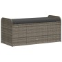 Banco de almacenaje con cojín ratán sintético gris 115x51x52 cm de , Bancos de jardín - Ref: Foro24-365728, Precio: 158,50 €,...