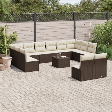 Set de sofás de jardín con cojines 13 piezas ratán PE marrón de , Conjuntos de jardín - Ref: Foro24-3250222, Precio: 799,47 €...