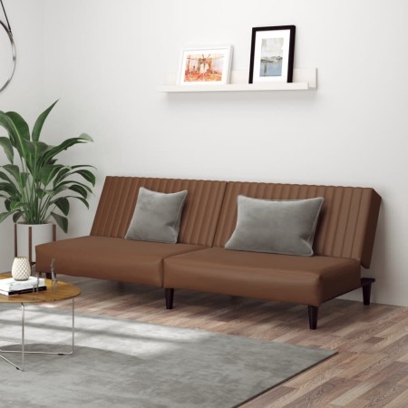 Sofá cama de 2 plazas cuero sintético marrón de , Sofás - Ref: Foro24-375948, Precio: 239,56 €, Descuento: %