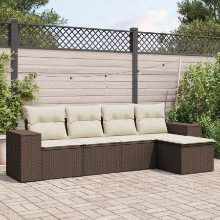 Set comedor de jardín 5 piezas y cojines ratán sintético marrón de , Conjuntos de jardín - Ref: Foro24-3254830, Precio: 333,6...