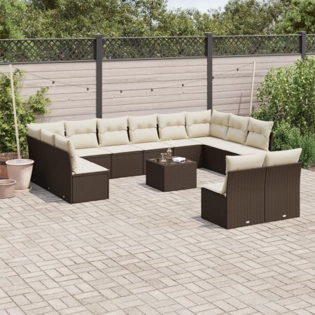 Set de sofás de jardín con cojines 13 piezas ratán PE marrón de , Conjuntos de jardín - Ref: Foro24-3218383, Precio: 794,93 €...