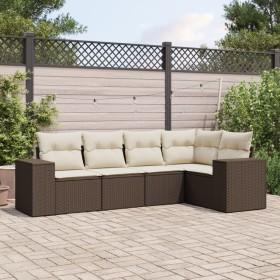 Set comedor de jardín 5 piezas y cojines ratán sintético marrón de , Conjuntos de jardín - Ref: Foro24-3254870, Precio: 379,8...