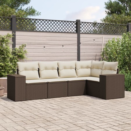 Set comedor de jardín 5 piezas y cojines ratán sintético marrón de , Conjuntos de jardín - Ref: Foro24-3254870, Precio: 379,8...