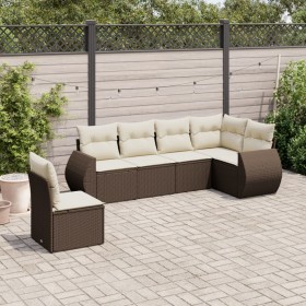 Set sofás de jardín 6 piezas y cojines ratán sintético marrón de , Conjuntos de jardín - Ref: Foro24-3253770, Precio: 432,26 ...