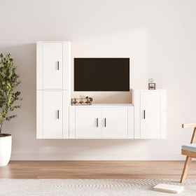 Set de muebles de TV 4 pzas madera contrachapada blanco brillo de , Muebles TV - Ref: Foro24-3188608, Precio: 163,63 €, Descu...