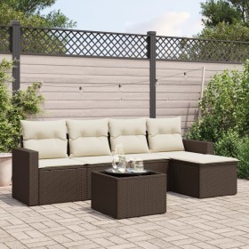 Set sofás de jardín 6 piezas y cojines ratán sintético marrón de , Conjuntos de jardín - Ref: Foro24-3218893, Precio: 343,48 ...