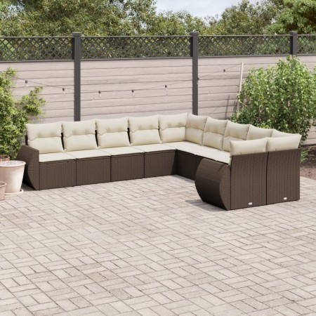 Set de sofás de jardín 10 pzas y cojines ratán sintético marrón de , Conjuntos de jardín - Ref: Foro24-3254250, Precio: 651,3...