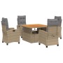 Set comedor de jardín 5 pzas con cojines ratán sintético beige de , Conjuntos de jardín - Ref: Foro24-3277425, Precio: 633,12...