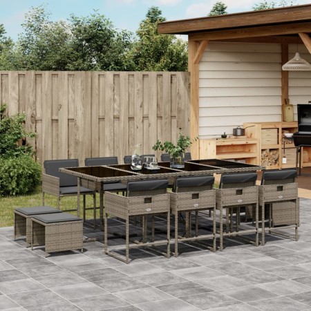 Set comedor de jardín con cojines 13 pzas ratán sintético gris de , Conjuntos de jardín - Ref: Foro24-3211340, Precio: 721,63...