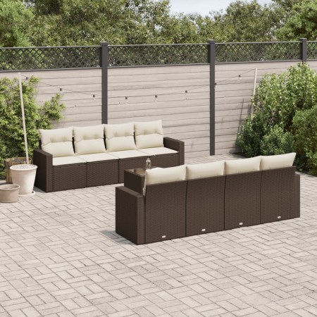 Set de sofás de jardín 9 pzas y cojines ratán sintético marrón de , Sofás modulares de exterior - Ref: Foro24-3251090, Precio...