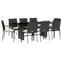 Set de comedor de jardín 9 pzas y cojines ratán sintético negro de , Conjuntos de jardín - Ref: Foro24-3213495, Precio: 646,5...